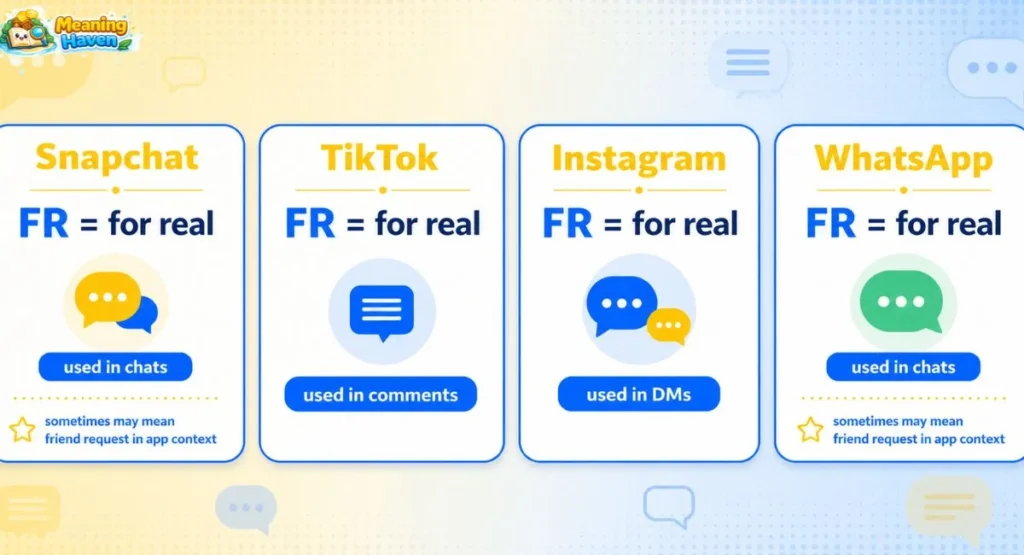 FR meaning on Snapchat TikTok Instagram and WhatsApp explained
