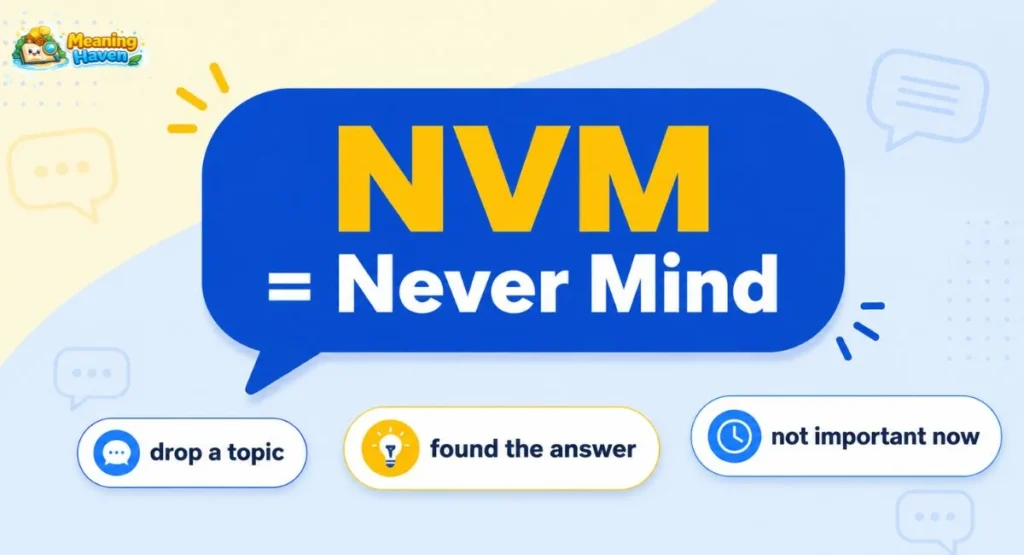 nvm meaning definition infographic showing NVM means never mind
