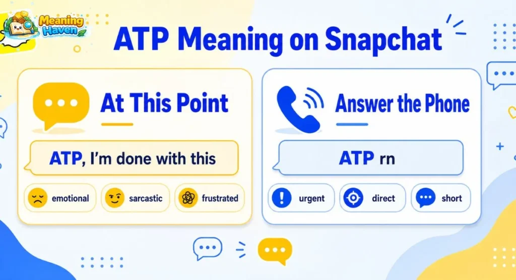 ATP meaning comparison in Snapchat showing at this point vs answer the phone