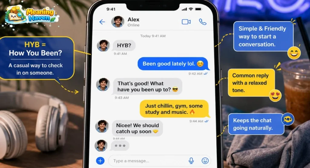 Examples of HYB in text conversations and social media chats