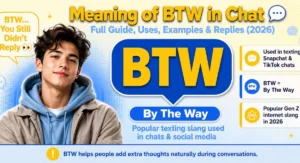 Meaning of BTW in chat explained with texting slang examples and Gen Z social media communication