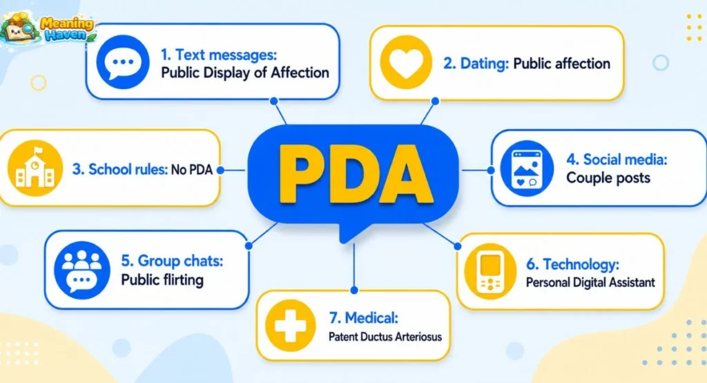 PDA meaning by context in text social media dating and school