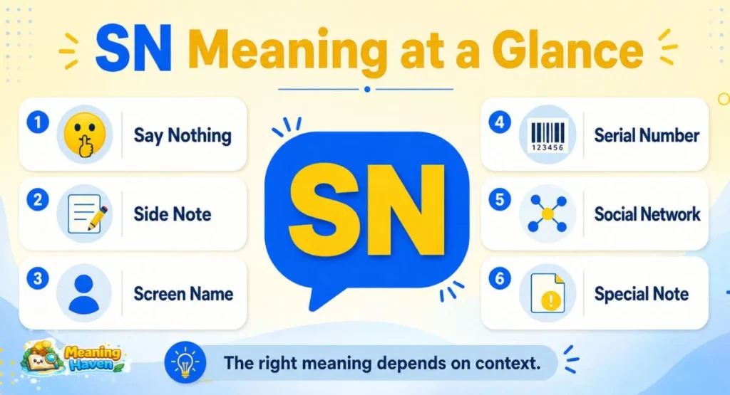 SN meaning at a glance in text messages