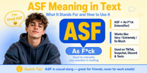 ASF meaning in text explained with speech bubble and Gen Z character