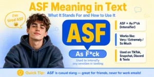 ASF meaning in text explained with speech bubble and Gen Z character