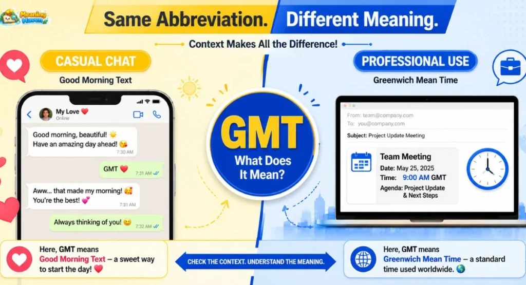 How context changes the meaning of GMT in text messages and online conversations