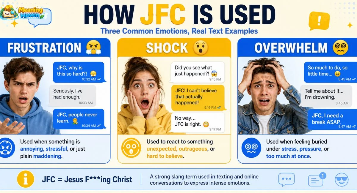 Different emotions expressed by JFC in text messages