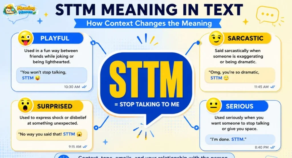 STTM meaning in text and how context changes interpretation
