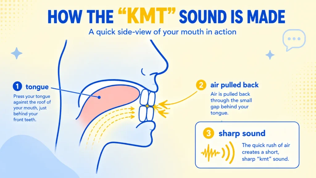 Diagram showing how the teeth kissing sound (steups) is made
