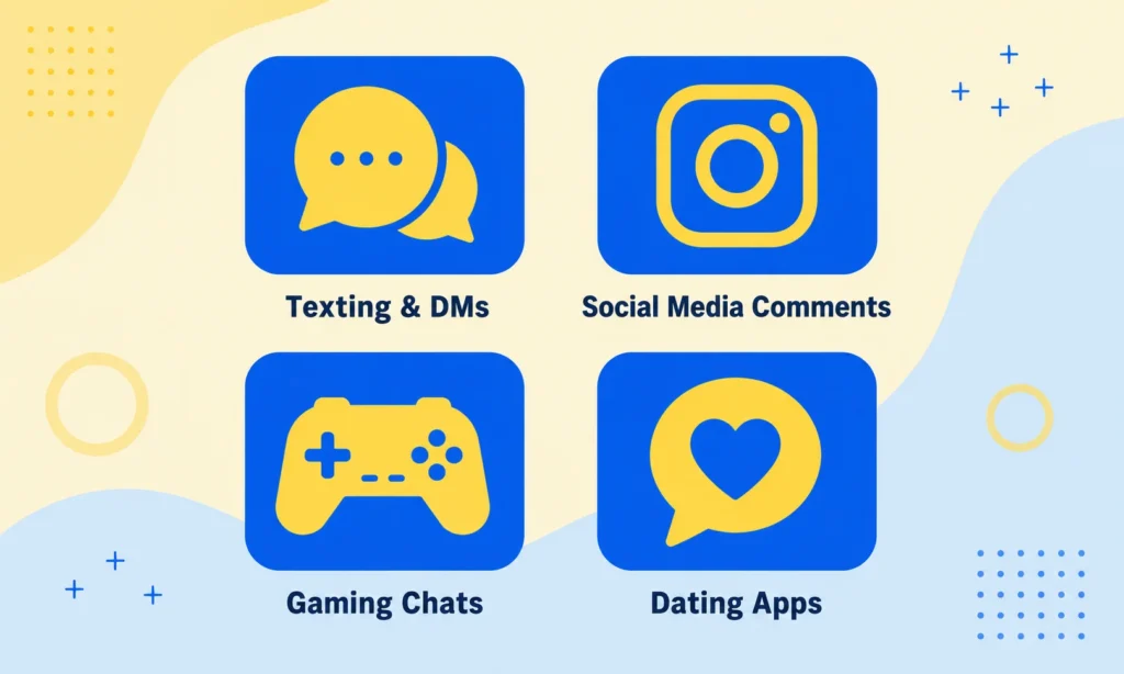 TTH usage across texting, social media, gaming chats, and dating apps