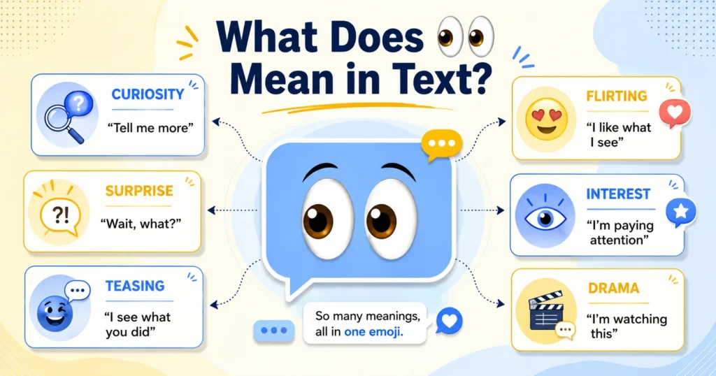 Common meanings of the 👀 emoji including curiosity surprise teasing flirting and interest