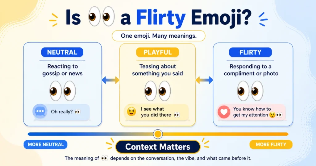 Is the 👀 emoji flirty showing neutral playful and flirty uses