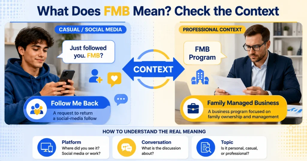 FMB meaning changes depending on social or professional context