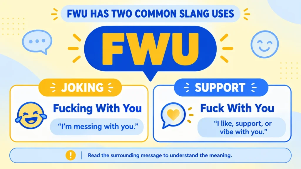 FWU full form showing its two common texting slang meanings