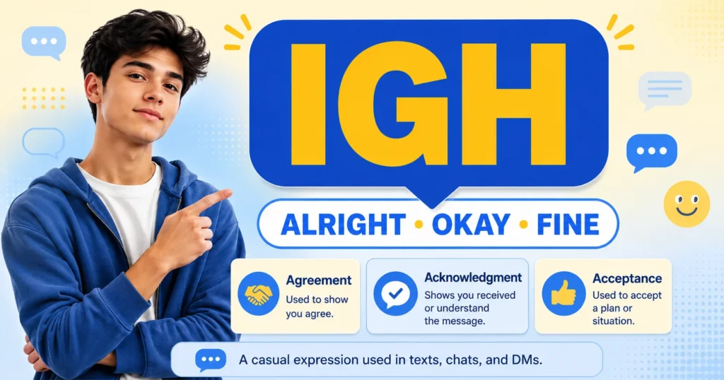 IGH meaning in text explained as alright okay or fine