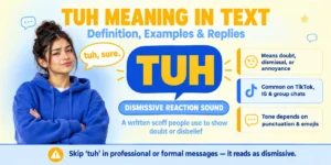 Phone screen showing a text conversation with someone replying "tuh" to a dismissive text message